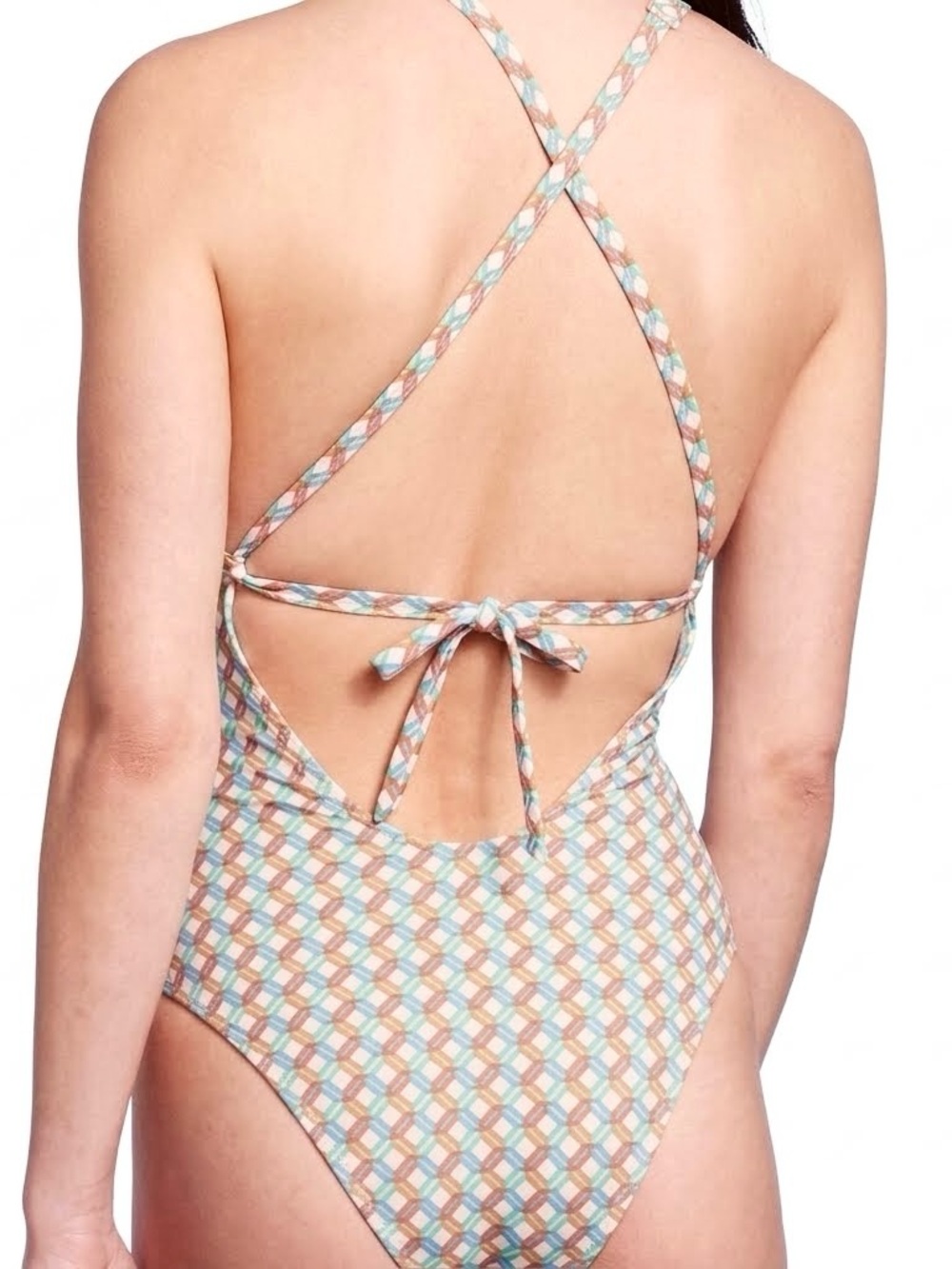 Shade & Shore One Piece Swimsuit Multicolor Geo Print Size XL Beach Swim Vacay - Picture 2 of 13